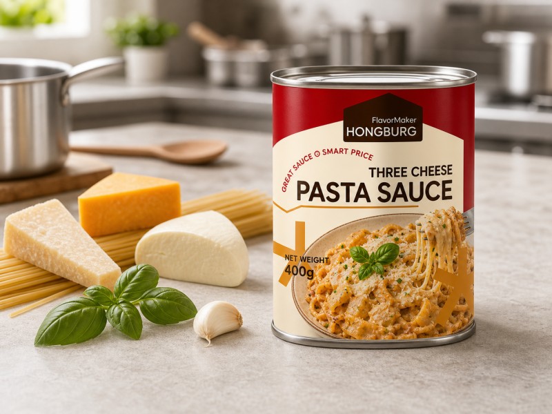 Molho cremoso de macarrão com três queijos para cozinhar e preparar refeições