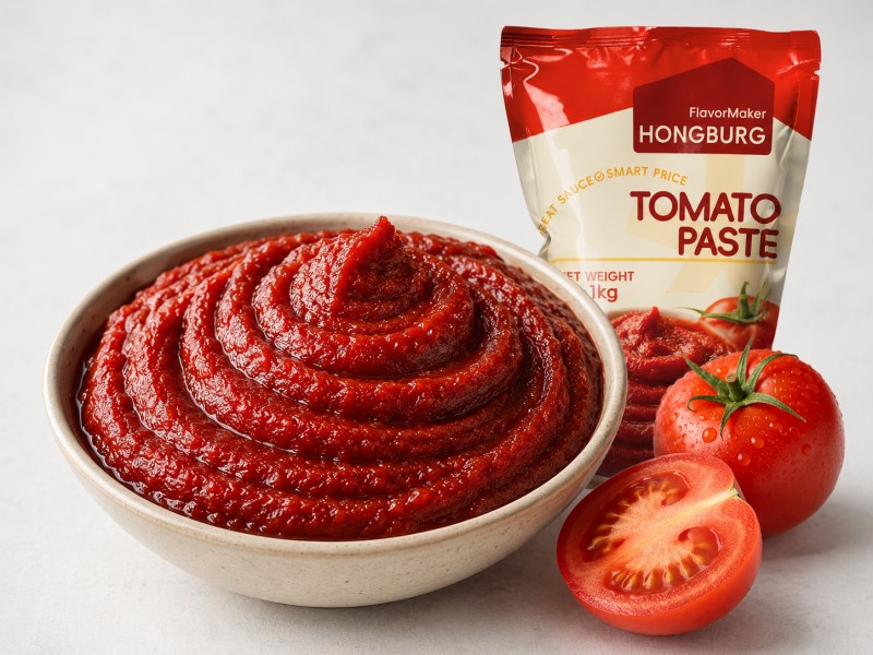 Pasta de tomate vermelho escuro com alto Brix