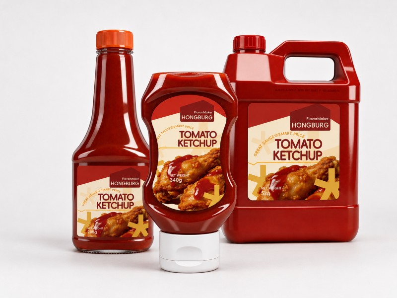 Ketchup de tomate com garrafa espremedora