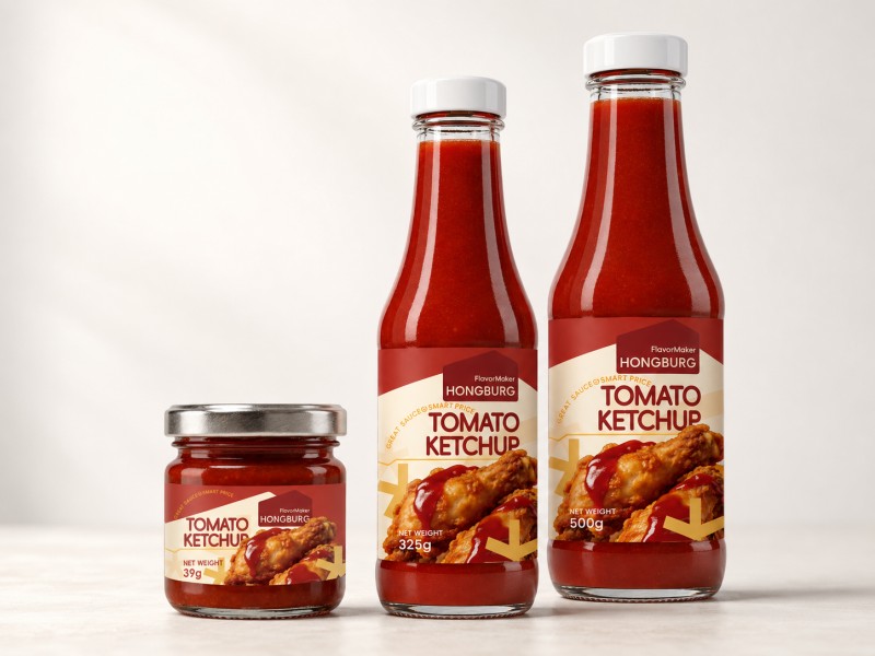 Ketchup De Tomate Em Garrafa De Vidro